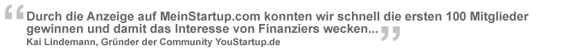 Testimonial Kundenstimmen zu MeinStartup.com